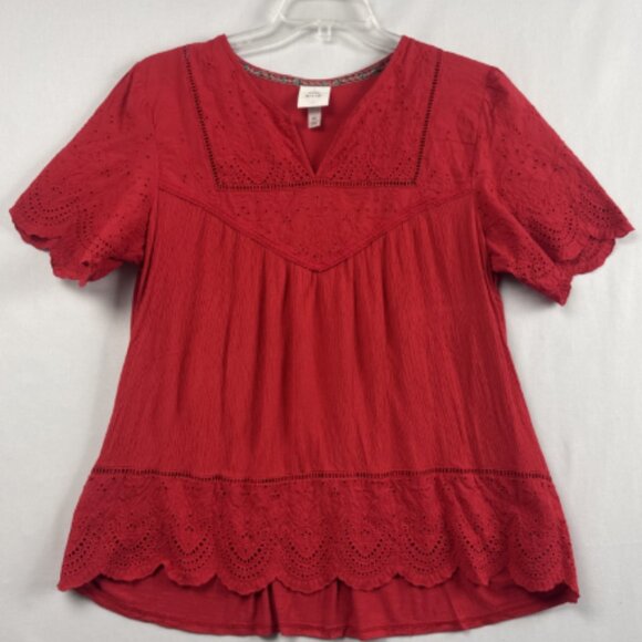 🌺** Any 2 For 15$**🌺 Knox Rose Vibrant Red Blouse - Picture 1 of 16